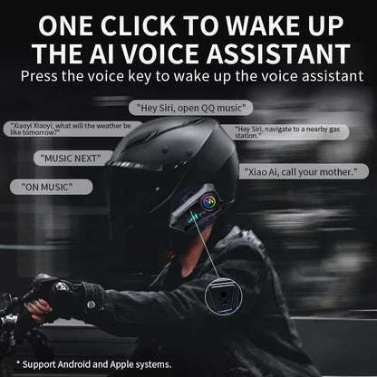V10 Helmet Bluetooth Intercom with Hard Mic & Custom RGB Lighting