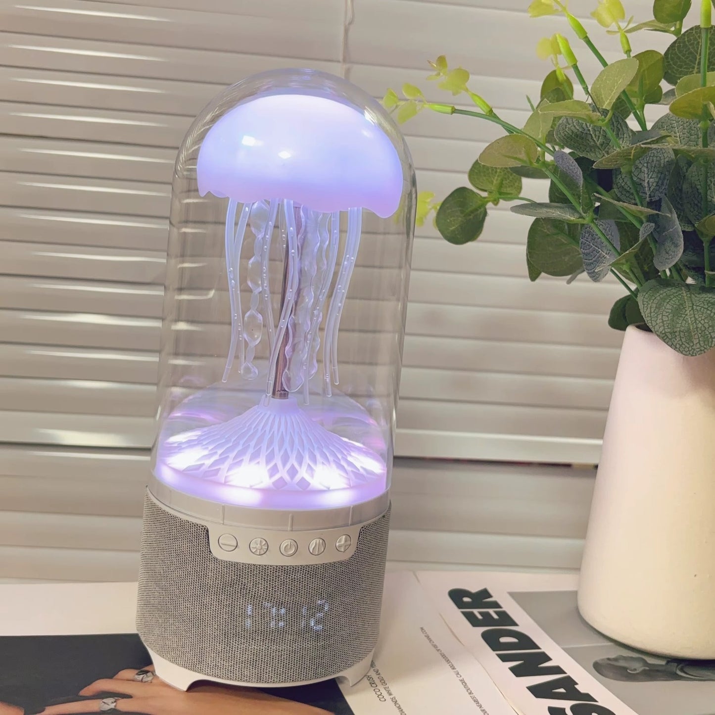 Colorful Jellyfish Bluetooth Speaker & Digital Alarm Clock with LED Mood Lighting