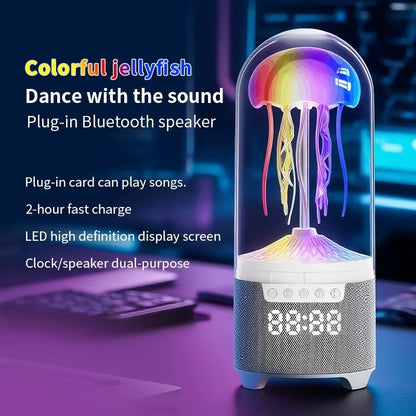 Colorful Jellyfish Bluetooth Speaker & Digital Alarm Clock with LED Mood Lighting