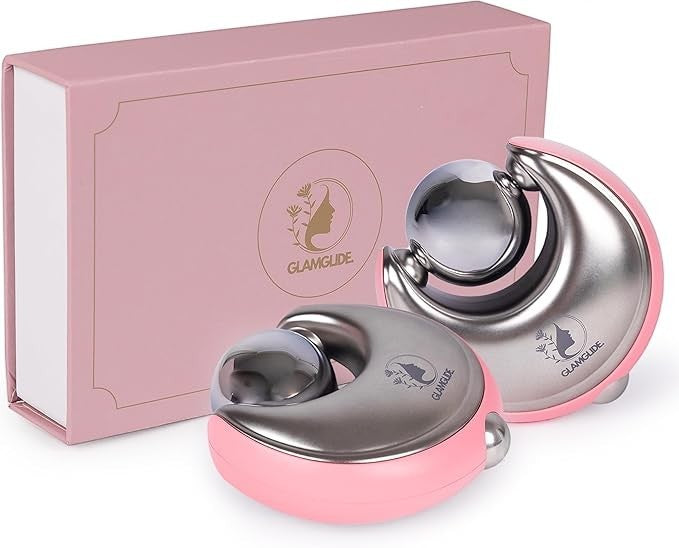 Havefy GLAMGLIDE cryo facial massagers with pink ergonomic handles and silver cooling spheres in a matching gift box.