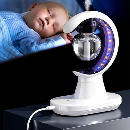 Havefy magnetic levitating anti-gravity LED desk lamp and humidifier with a crystal sphere emitting mist
