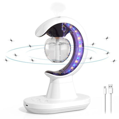 Havefy magnetic levitating anti-gravity LED desk lamp and humidifier with a white C-shaped frame and misting sphere.